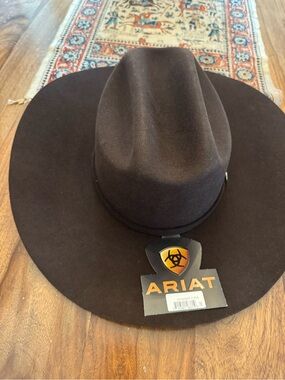 Ariat Men's Brown 100% wool Western Hat 7.5/8